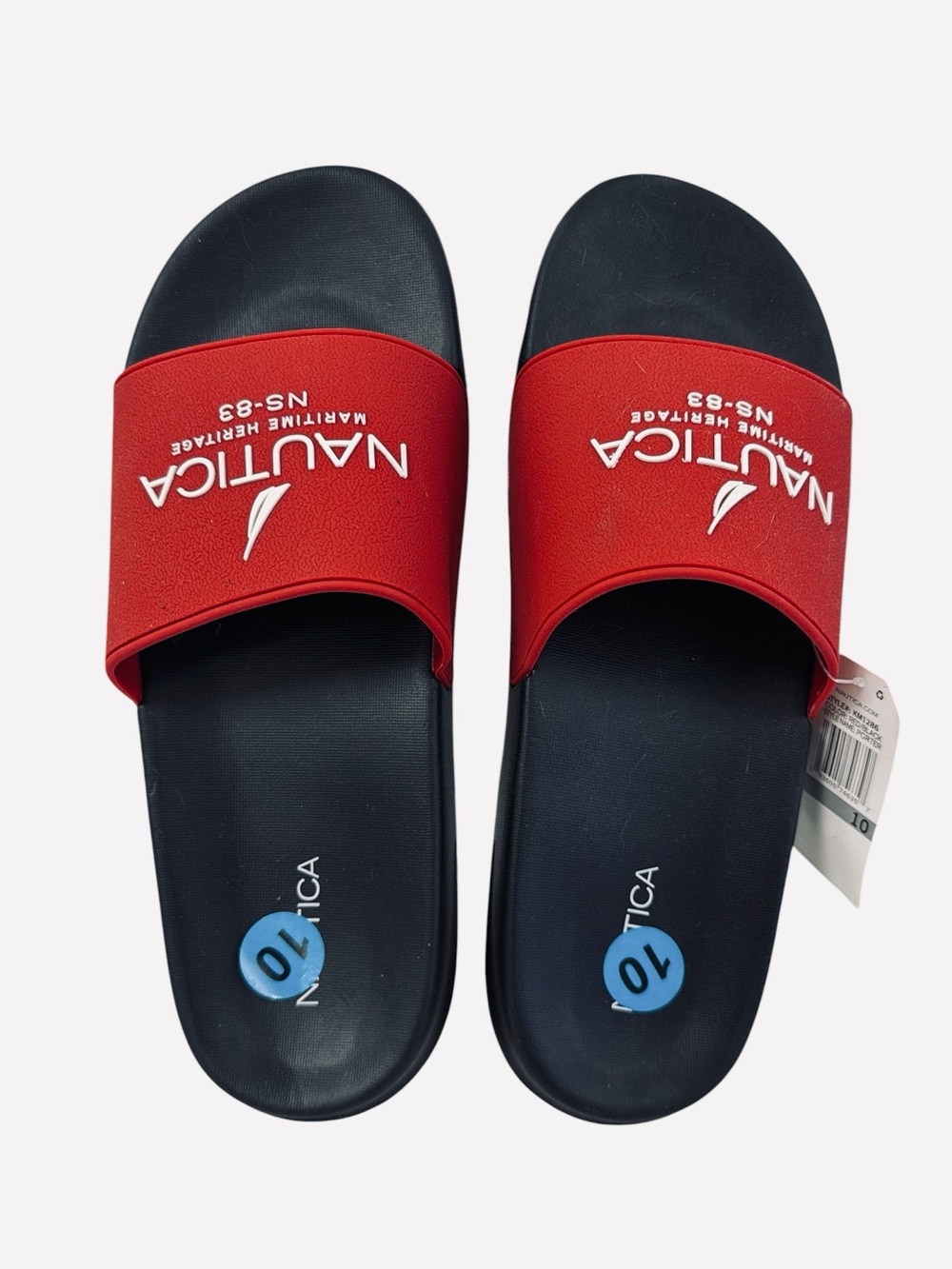 Nautica Men's Athletic Slide Comfort Sandal Shower Slippers Red/Black Size 10
